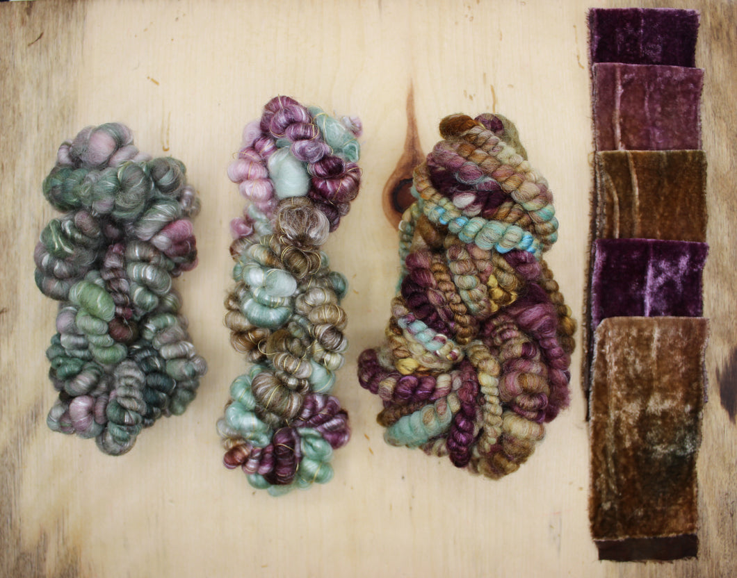 Fiber Pack | Handspun Art Yarn & Hand Dyed Velvet